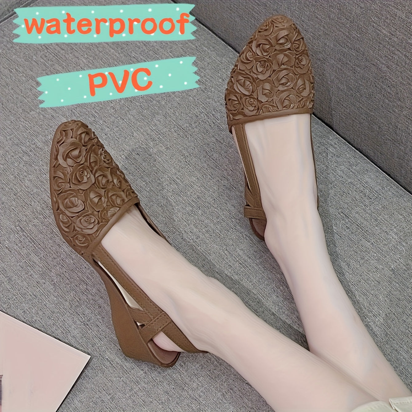 Women's Wedge Shoes Platform Heel Pointed Toe Stripes Water-Resistant Ankle Strap