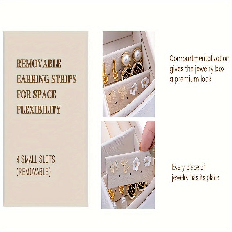 Ko‘p bo‘limli va zipli yopilishi bilan sun’iy charmli zargarlik buyumlarini tashkil etuvchi quti