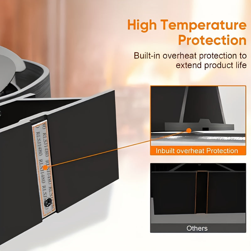 EcoPulse Issiqlik Quvvatlangan Yog'och Pechka Ventilyatori - 6-qo'zg'atuvchi alyuminiy fan bilan 1 dona to'plam, Jim yuqori tezlikda ishlash, Elektr energiyasi talab qilinmaydi, Turli komponentlar bilan to'liq, Ortqonishdan himoya qilish xususiyatlari.