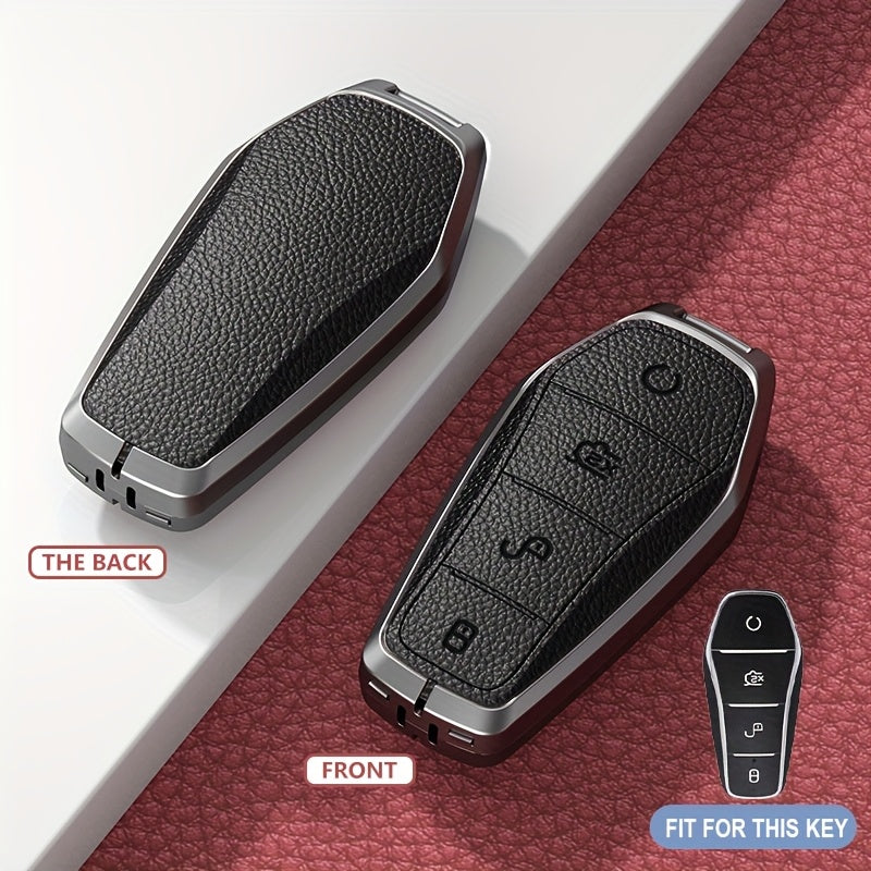 Alloy Car Key Cover Brown Protective Keychain for Remote Key Fob