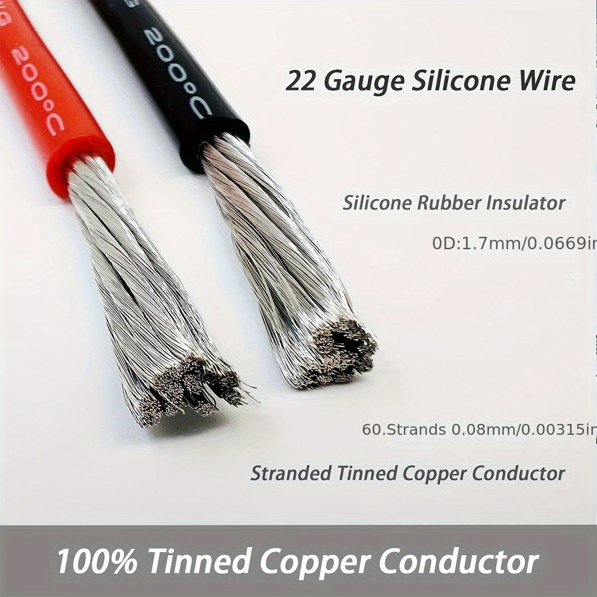 6pcs 22AWG Silicone Wire Kit Heat Resistant Tinned Copper 10.06m Flexible Insulated