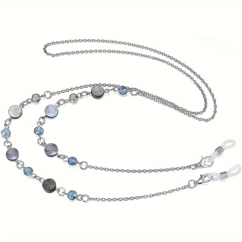 Стильная цепочка для очков с кристаллическими бусинами - премиум лямка для очков и очков для чтения из нержавеющей стали, нескользящий держатель для маски, модный удерживатель для лицевых покрытий для мужчин и женщин