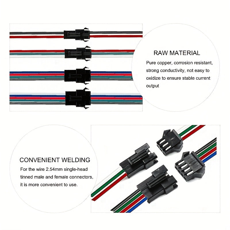 5 Pairs JST SM Series Male Female Cable Connectors for LED Strip Light Drivers 2/3/4/5/6 Pin