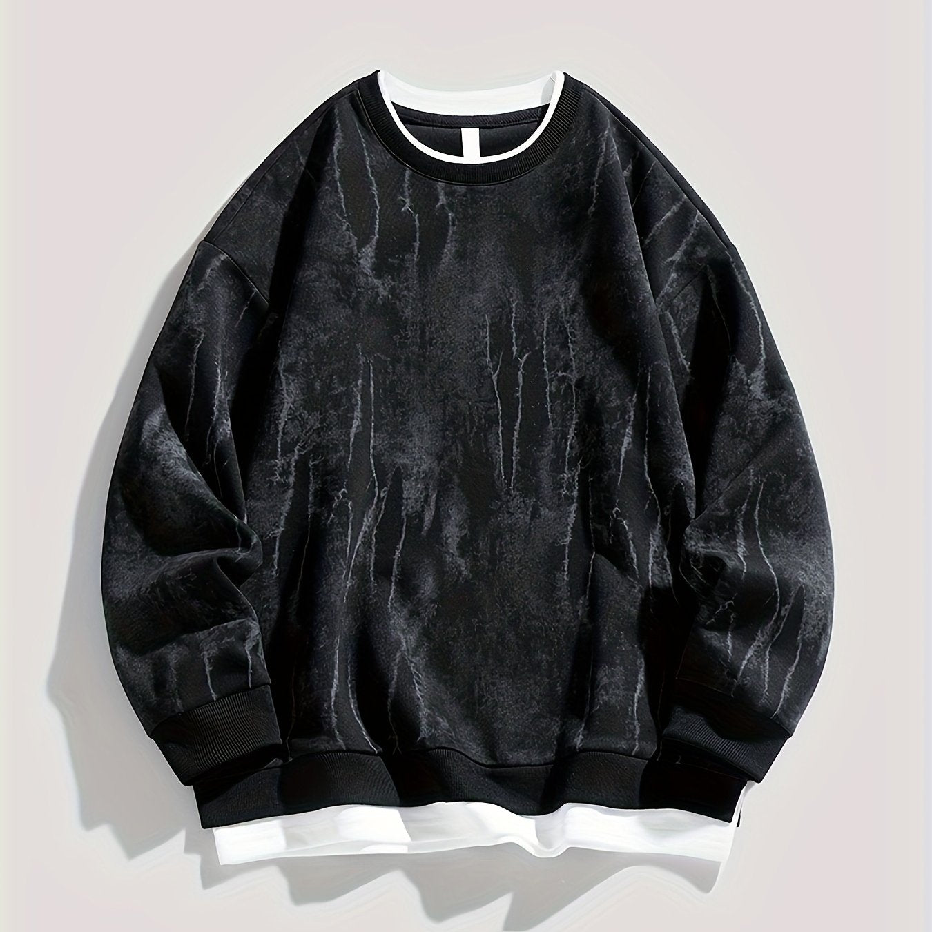 Men's Cotton Blend Tie-Dye Crew Neck Sweatshirt Long Sleeve Fall Winter Casual