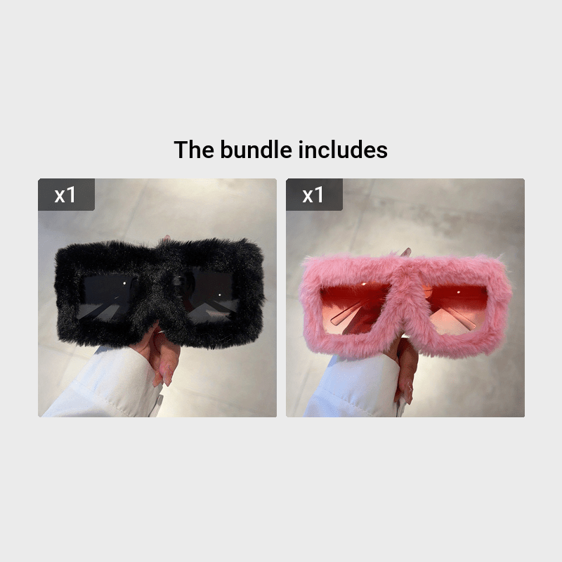 Unisex Fuzzy Plush Gradient Y2K Oversized Glasses for Beach and Party