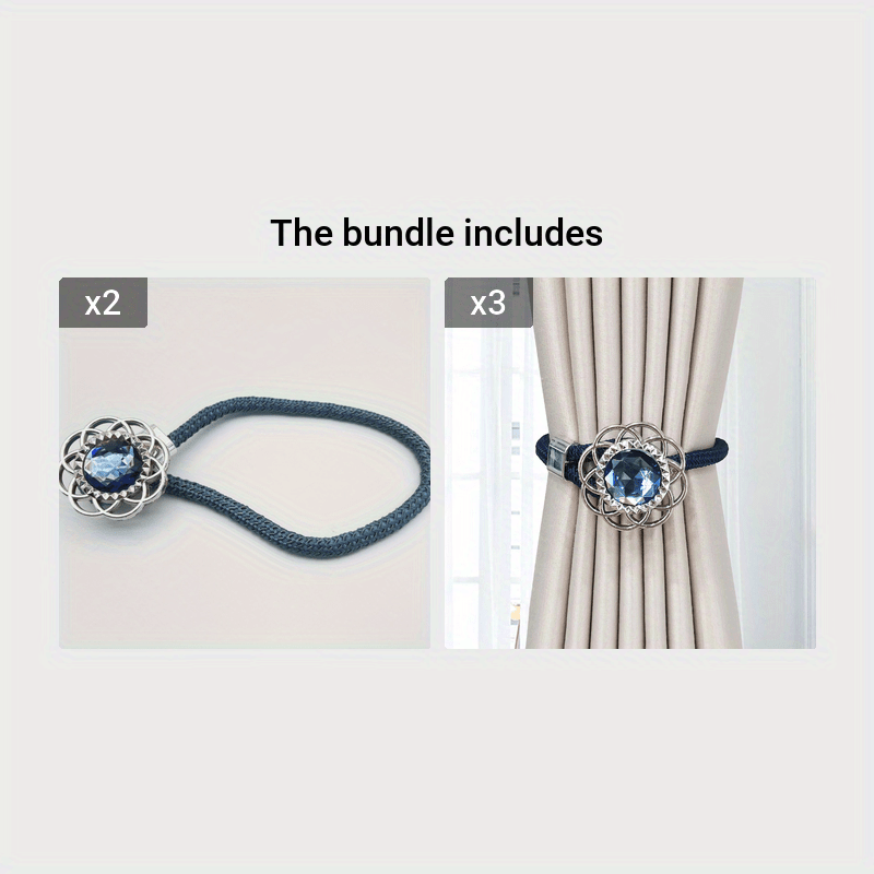 2 ta Rangli Qimmatbaho Toshli Pardalar Tashuvchilari, Moslashuvchan Kamarlar va Saqlash Sumkasi bilan Nafis Shaffof Pardalar Tashuvchilari, Hashamat Qo'shish uchun Zamonaviy Deraza Pardalari Aksessuarlar