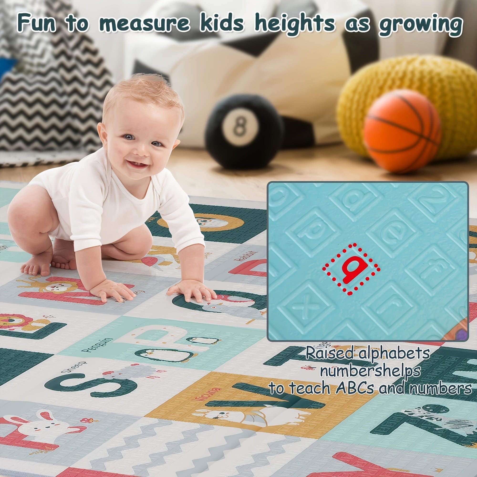 Large Reversible Baby Play Mat 180cm x 150cm Waterproof Non-Toxic Foam Educational