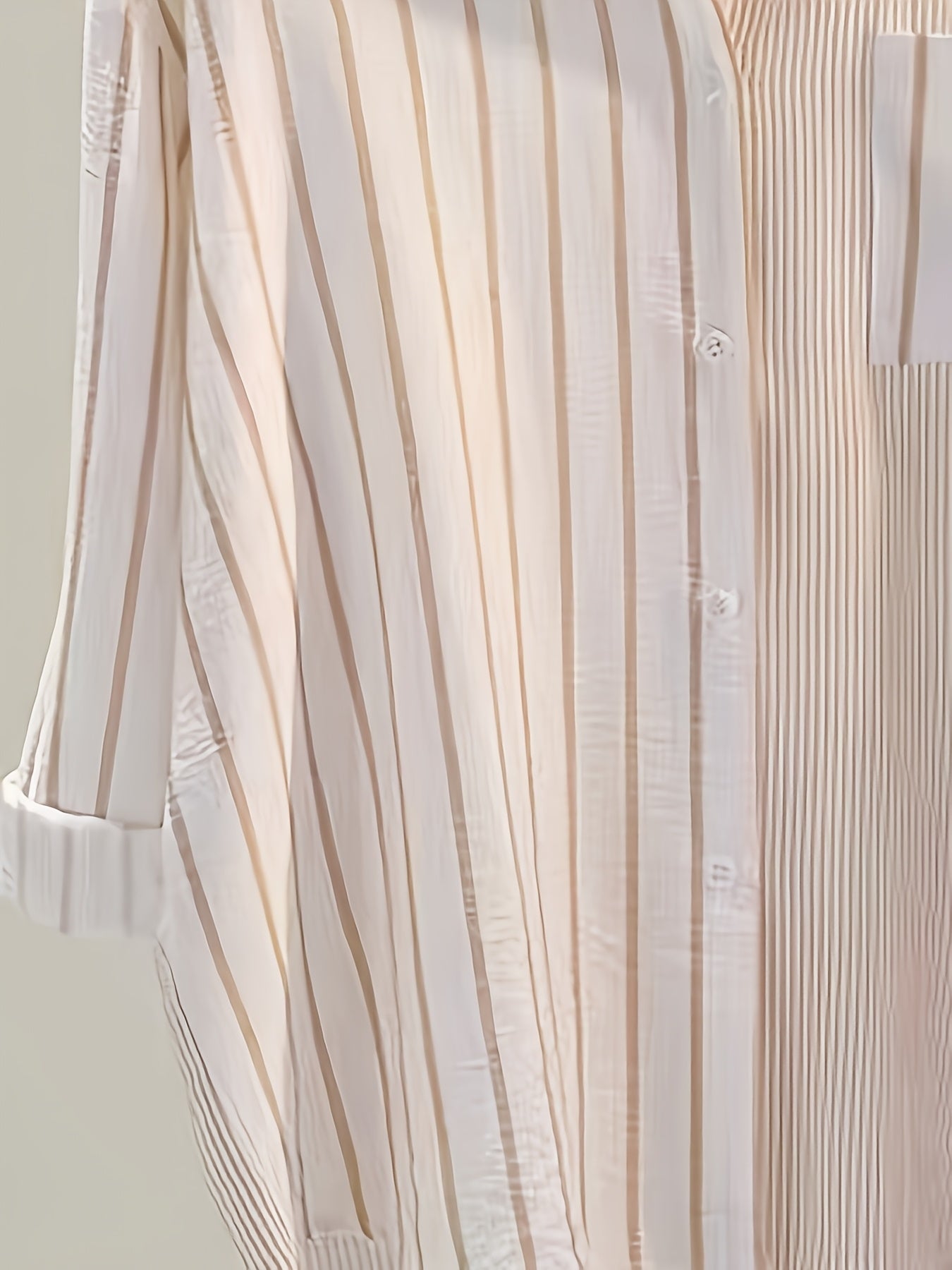 Plus Size Long Sleeve Striped Shirt Rayon Elegant Casual for Women