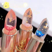 Set de 3 labiales de gel con cristales para mujer, con forma de flor, que cambian de color y humectan