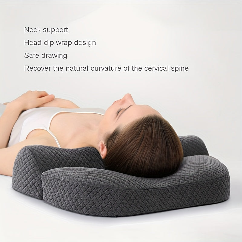 Almohada de espuma viscoelástica con funda reversible de punto, soporte cervical, firmeza media