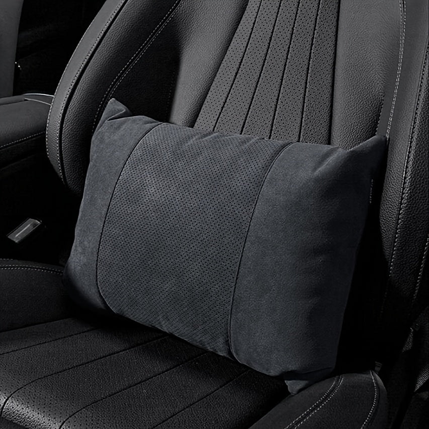 Universal Suede Headrest and Lumbar Support Combo Breathable Ergonomic Pillow Set