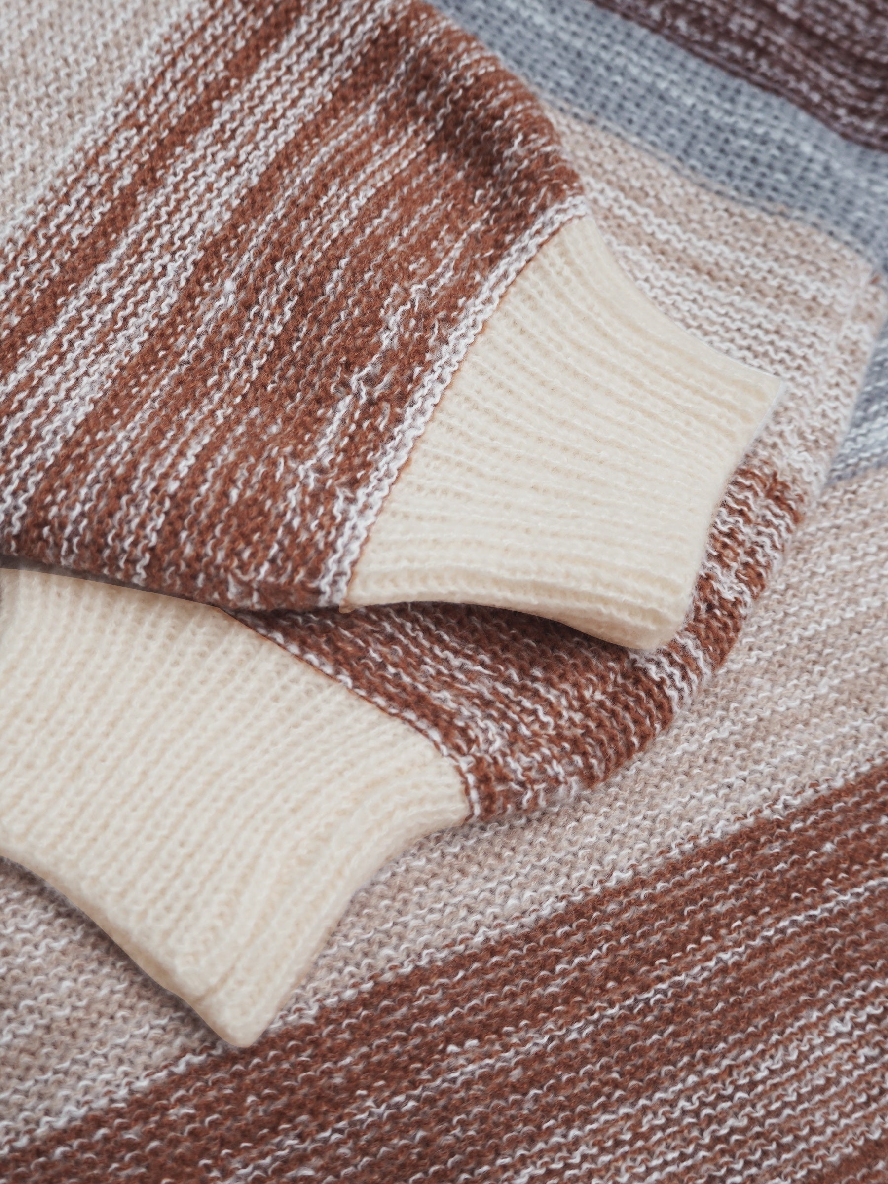 Plus Size Color Block Striped Crew Neck Sweater for Women Long Sleeve Fall Winter