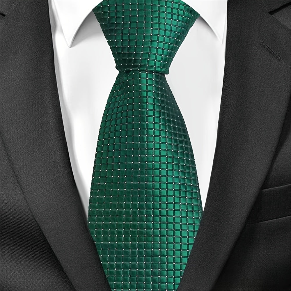 Men's Classic Business Tie Small Plaid Pattern Wedding Tie for Formal Events