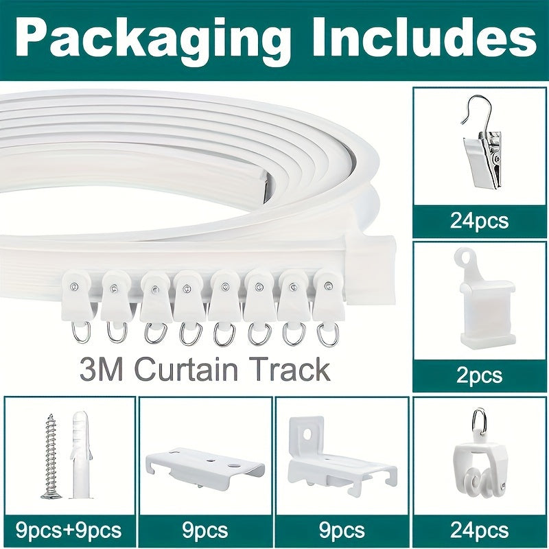Flexible Bendable Ceiling Mounted Curtain Track System for RVs and Room Dividers