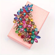 Retro Colorful Glass Brooch for Women Exaggerated Pin Jewelry