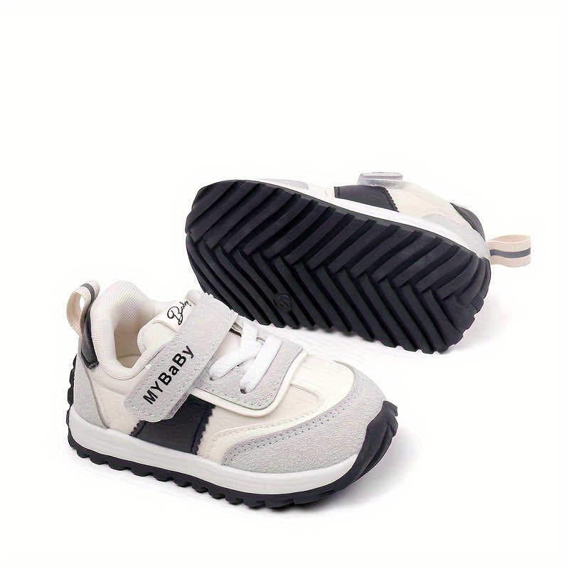 Zapatillas transpirables antideslizantes a rayas para niños pequeños con correa ajustable para exteriores, casual en primavera y otoño