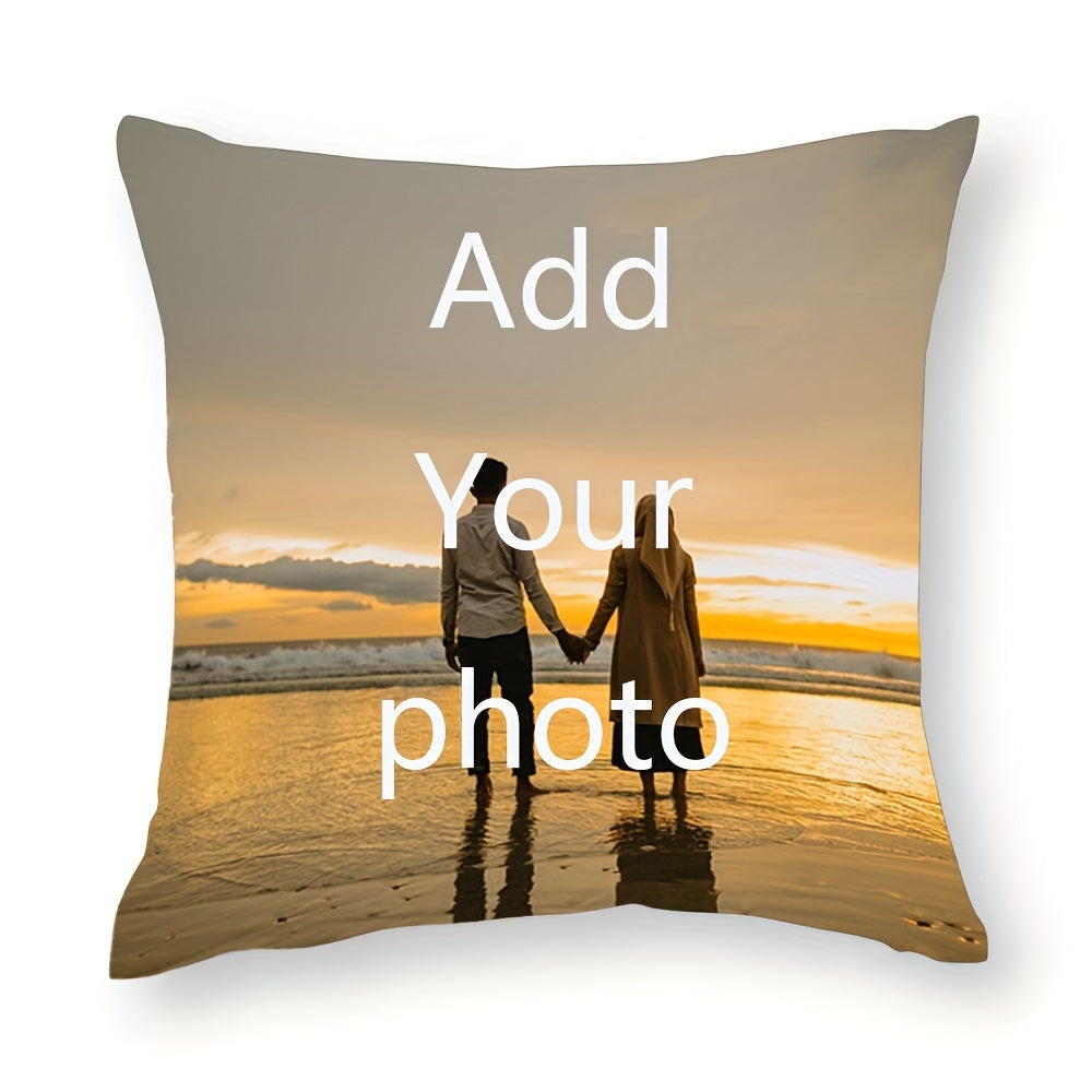 Personalized Photo Pillow Cover for Couples, Parents, Friends, Pets 45.72cm Linen Double-Sided