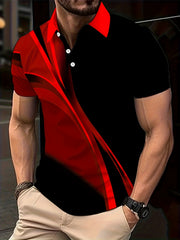 Мужская футболка для гольфа большого размера, красно-черный градиент, короткий рукав, повседневная, из полиэстера и смеси тканей