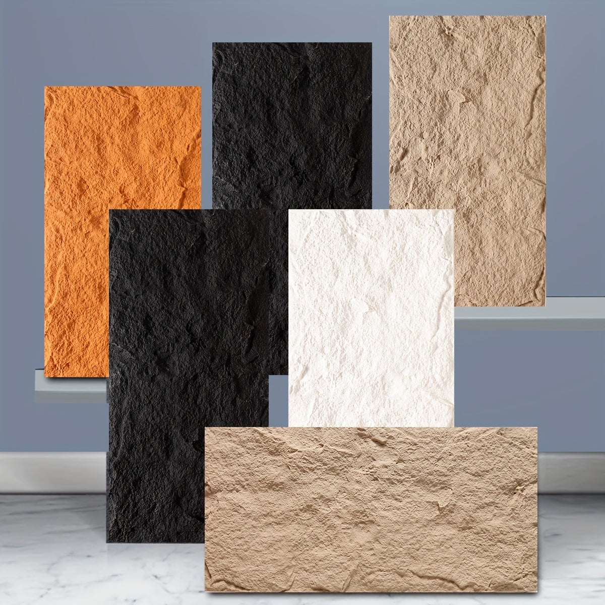 Contemporary Reusable PU Stone Wall Decal 26.97cm x 53.98cm Multi-Surface