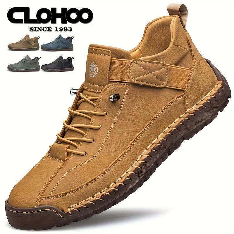 Zapatillas altas para hombre con banda elástica, suela de goma, casuales, para calle, senderismo, todas las estaciones