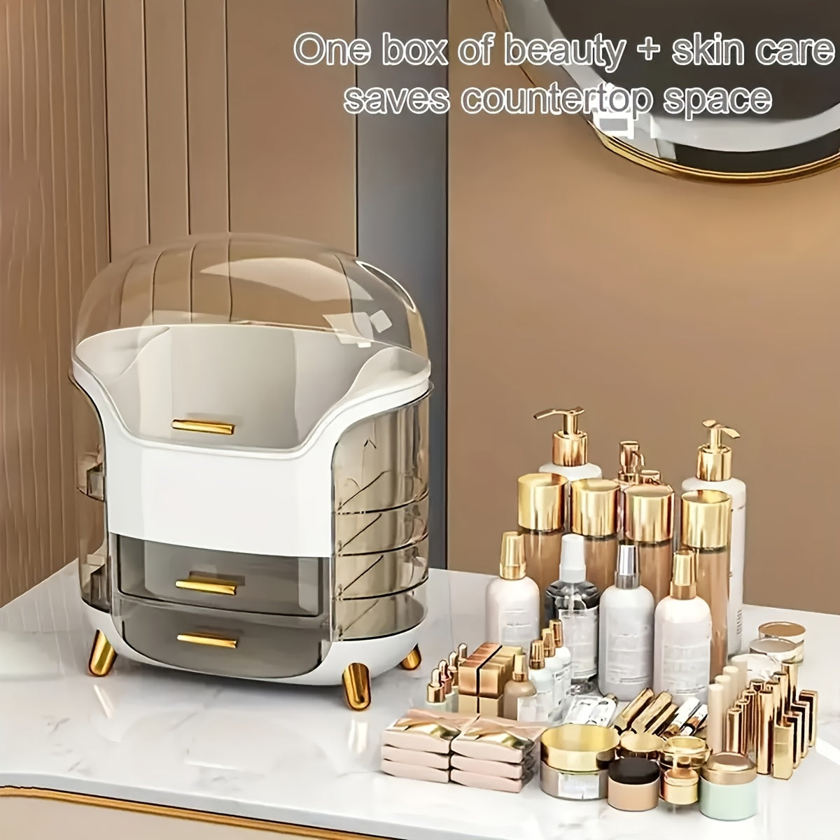 Women Plastic Makeup Organizer with Drawers Waterproof Vanity Storage