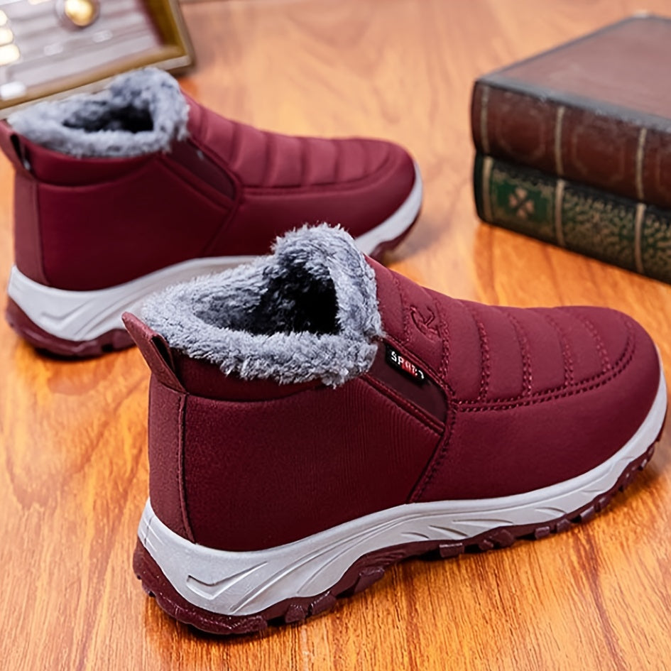 Women's Warm Short Snow Boots Slip-On Insulated Winter Shoes
