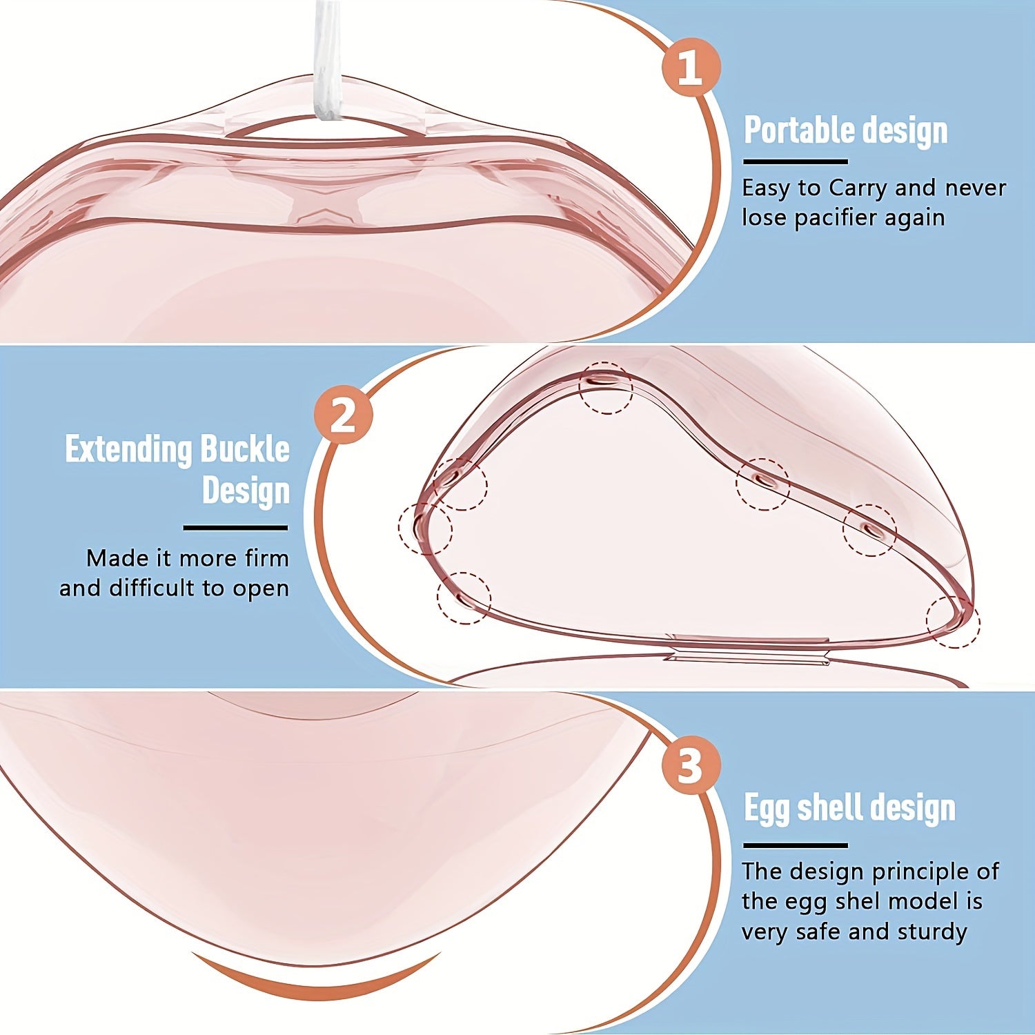 Set of Two Translucent Plastic Storage Cases with Flip Lids in Pink and Blue for Soothing Items