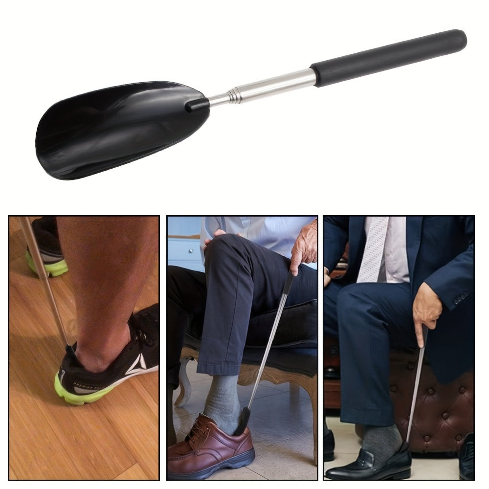 Adjustable Stainless Steel Shoe Horn with Long Handle Telescopic for Elderly and Pregnant