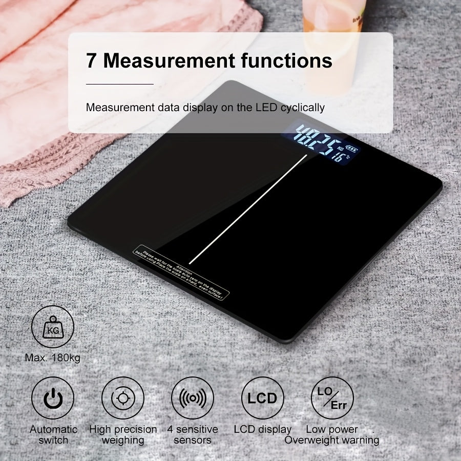 Digital Bathroom Scale 181kg Capacity LED Display Auto Power On Overload Indicator Plastic
