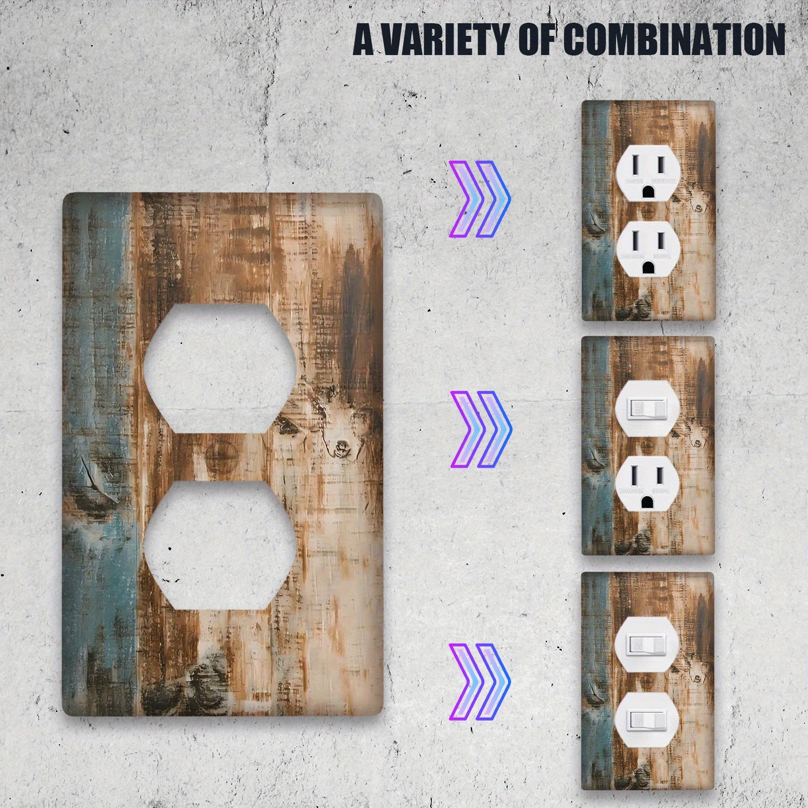 Rustic Brown Wood Light Switch Cover Distressed Animal Print Farmhouse Decor