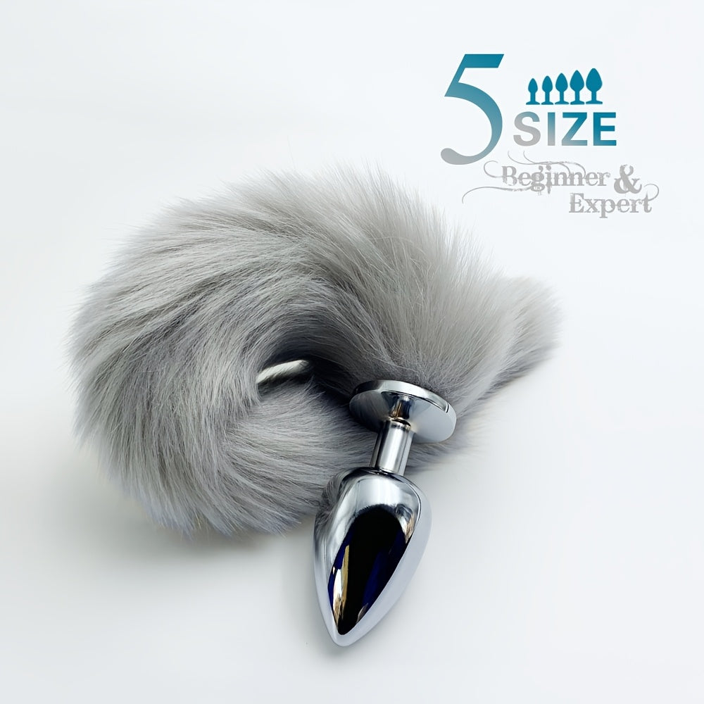 Unisex Silicone Dog Tail Anal Plug with Five Sizes for Role Play