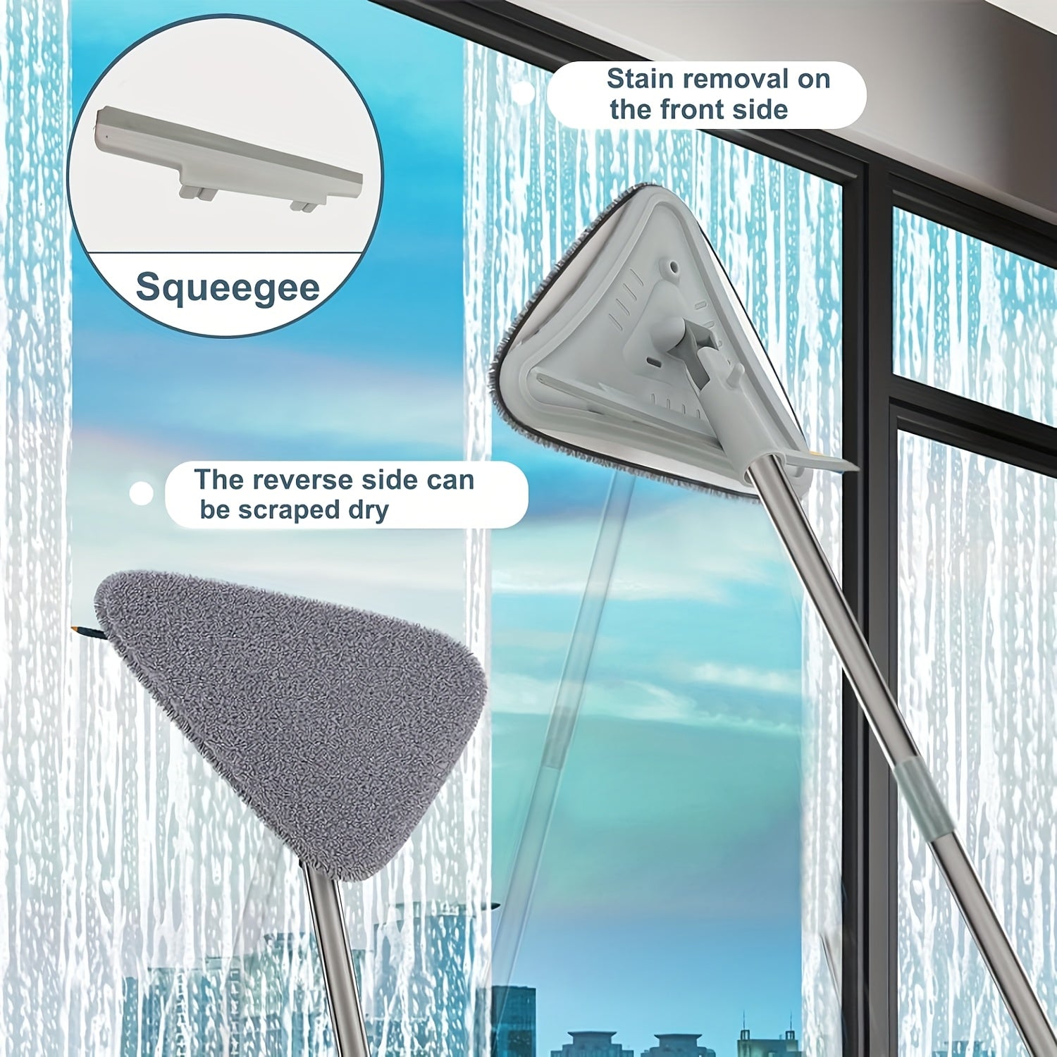 Ko‘p funksiyali mop devor padlari, derazalar, pol, shift va vanna uchun, 4 ta qayta ishlatiladigan pad bilan