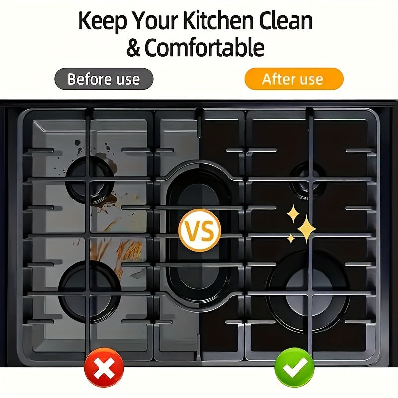 Set of 3 Black Gas Stove Protector Covers Non-Stick Easy Clean Universal Fit