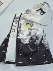 Мужская ветровка с капюшоном, весна-осень, повседневная, с мультяшным принтом, из полиэстера, свободный крой