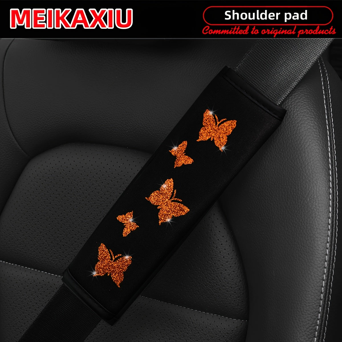 Pink Butterfly Car Seat Belt Cover Sponge Filled Shoulder Pad Safety Belt Protector