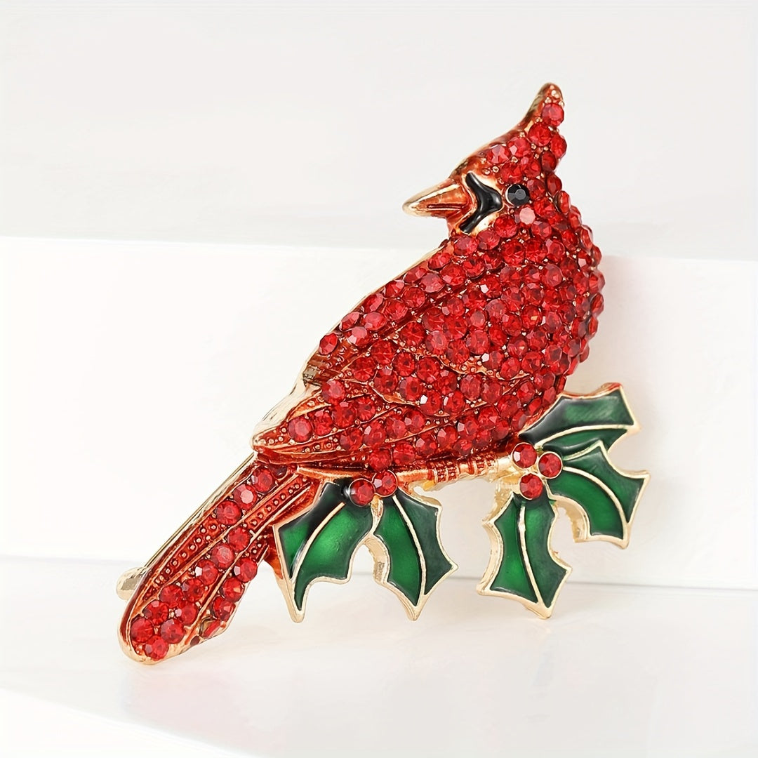 Изысканная брошь в виде кардинала из сплава, простая брошка в форме животного, элегантный аксессуар для платья и пальто, неотражающее украшение для свитера на груди