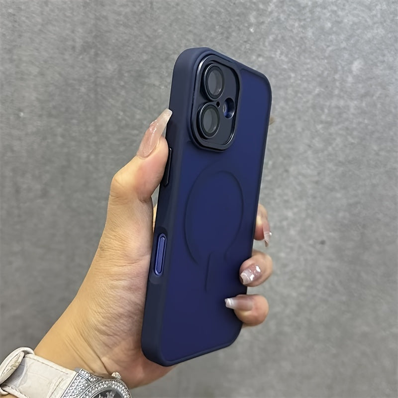 Semi-Transparent Frosted Magnetic Phone Case for iPhone 16 Series Shockproof Wireless Charging