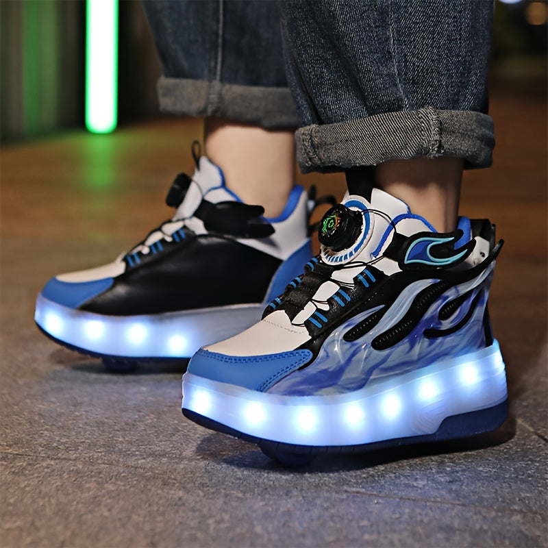 Kids' Low-Top Glowing Skate Shoes Breathable Non-Slip Indoor Outdoor Sneakers