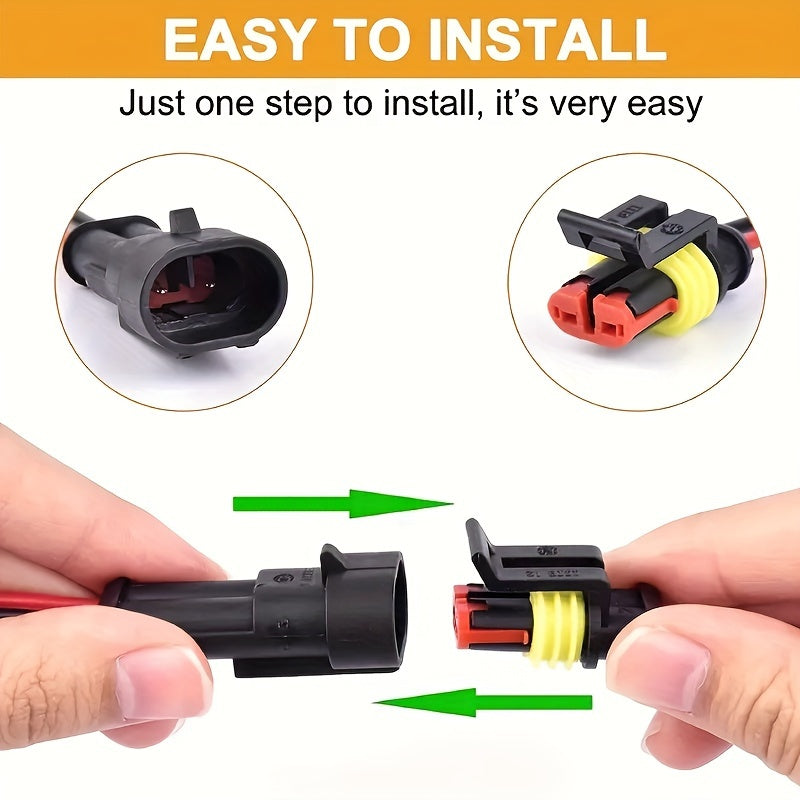 Electrical Connector Plugs Set Waterproof 10pcs 2-Pin for Car Motorcycle