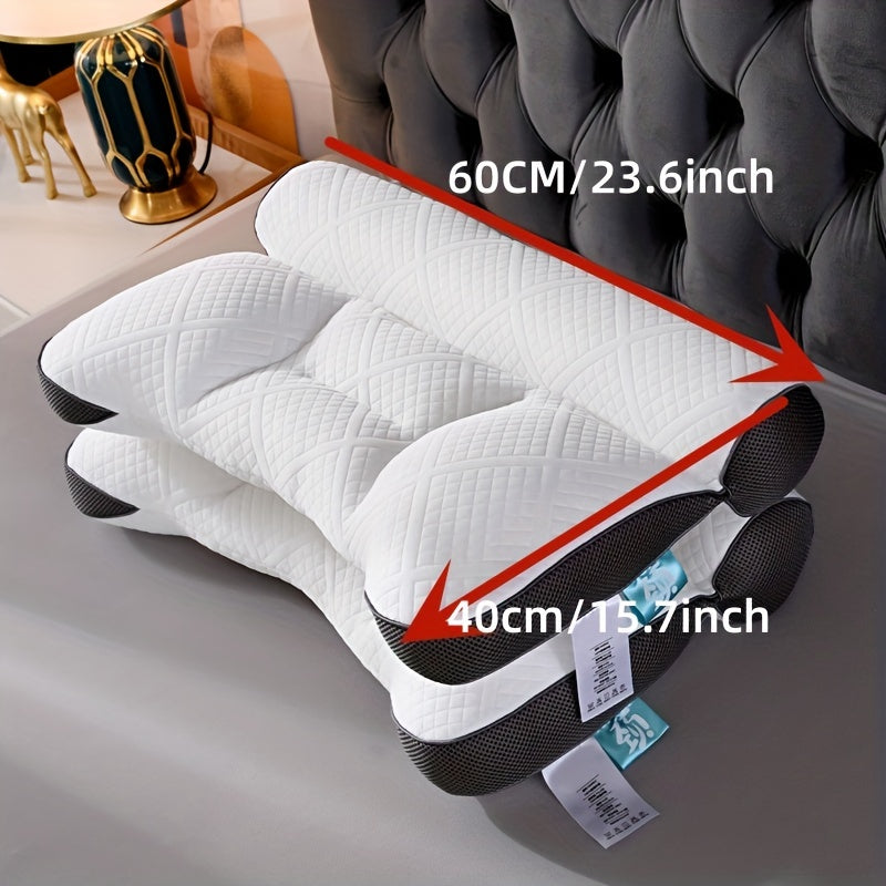Neck Support Pillow for Spine Alignment and Comfort in White Polyester Fill