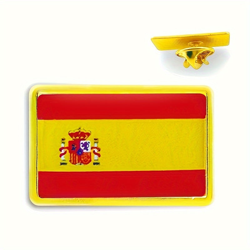 Set of 20 Spanish Flag Alloy Lapel Pins Square National Emblem Brooches for Jackets Backpacks Accessories