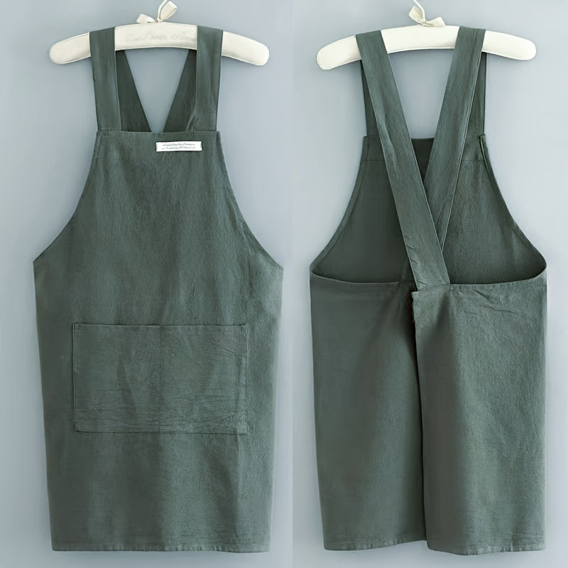 Linen Apron with Pockets for Cooking Gardening and Painting Durable Workwear