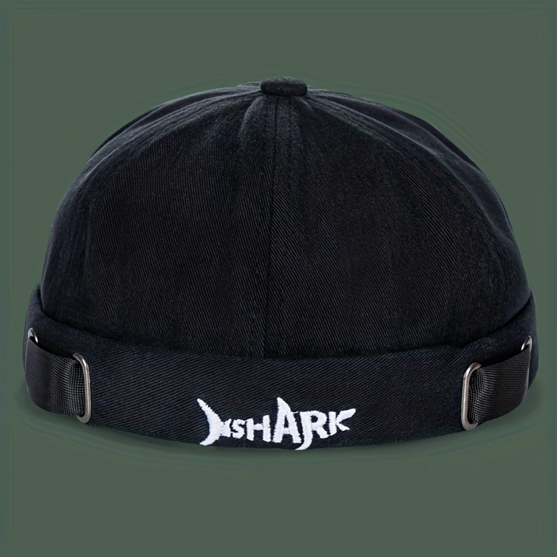 Gorros de algodón con bordado de letra Shark Unisex Streetwear Skullies