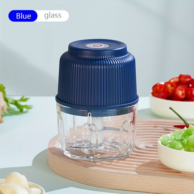 Portable Electric Garlic Chopper 260ml Glass Container USB Rechargeable Outdoor BBQ