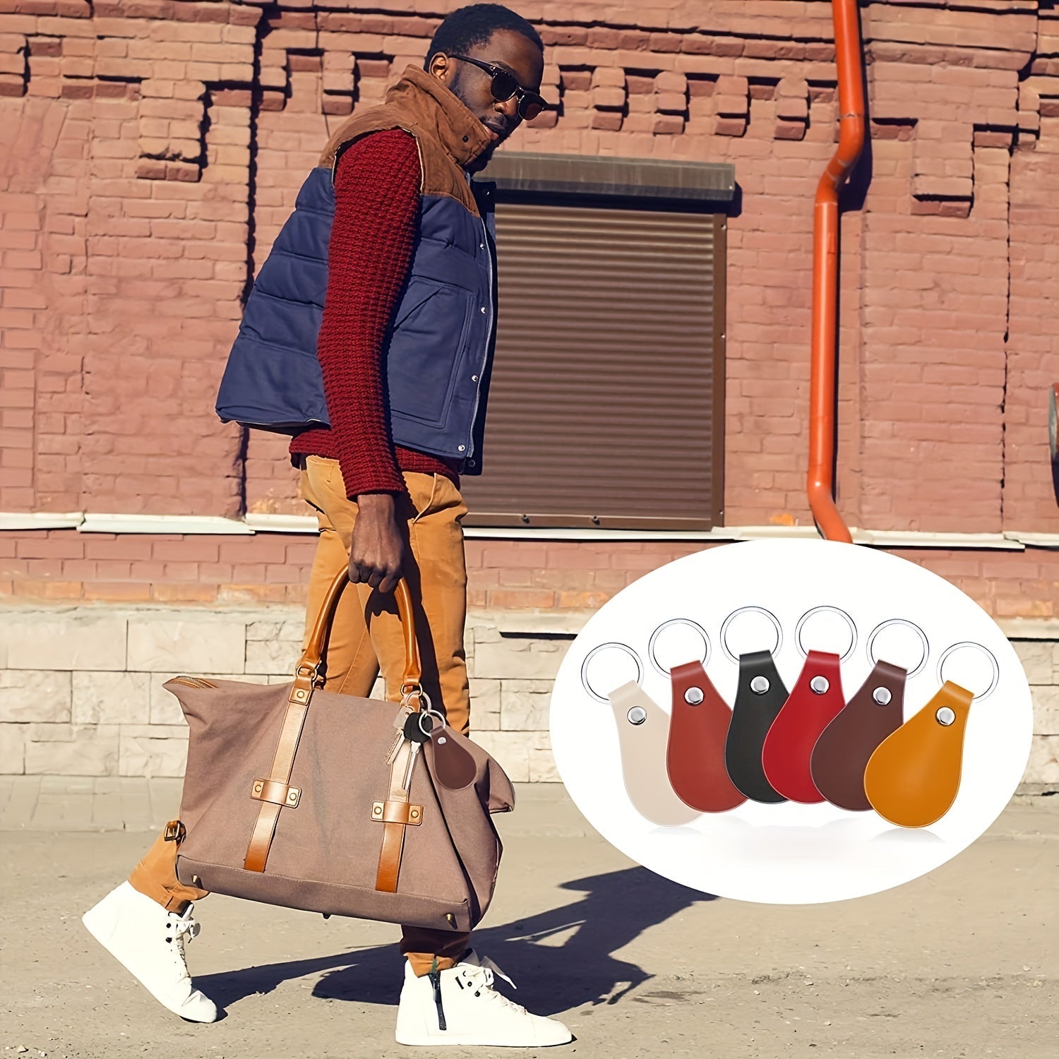 Set of 40 Leather Key Fob Kits for DIY Crafts Includes PU Leather Blanks Rivets and Key Rings