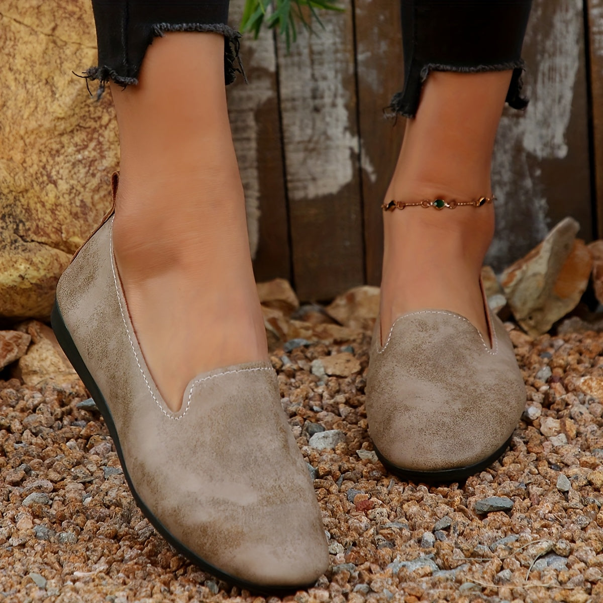 Women's Mary Jane Slip-On Shoes Faux Cover Breathable Fabric Rubber Sole