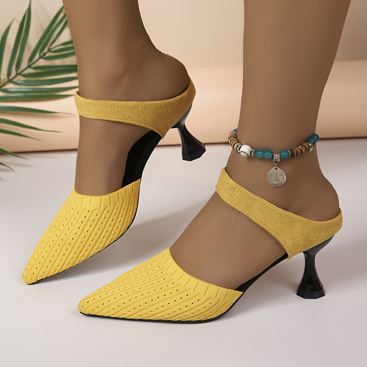 Women's Pointed Toe High Heel Sandals Black Fabric Formal Dress Shoes