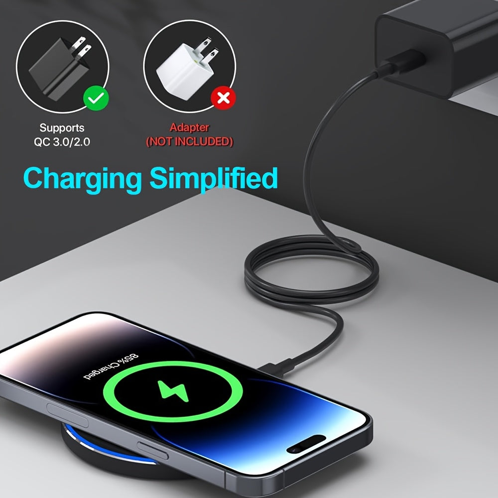 15W USB Type-C adapter, simsiz zaryadlash ko'rsatkich chirog'i bilan, 36V gacha quvvat chiqishi uchun.