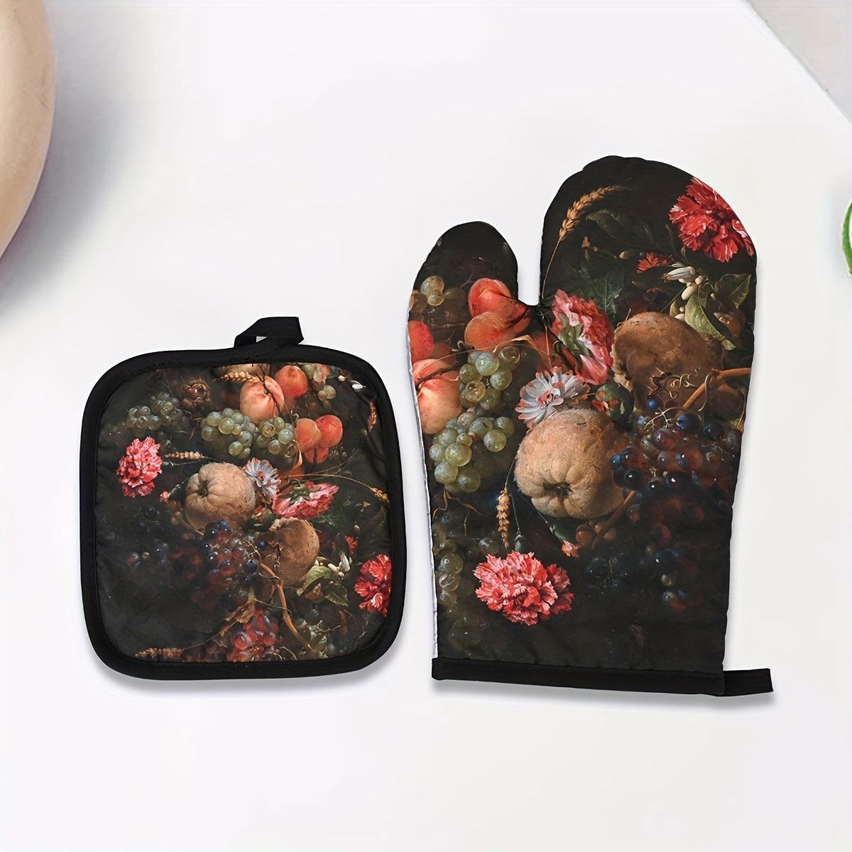 Insulated Kitchen Oven Gloves and Trivets Set Heat-Resistant Microwave Baking Oven Use