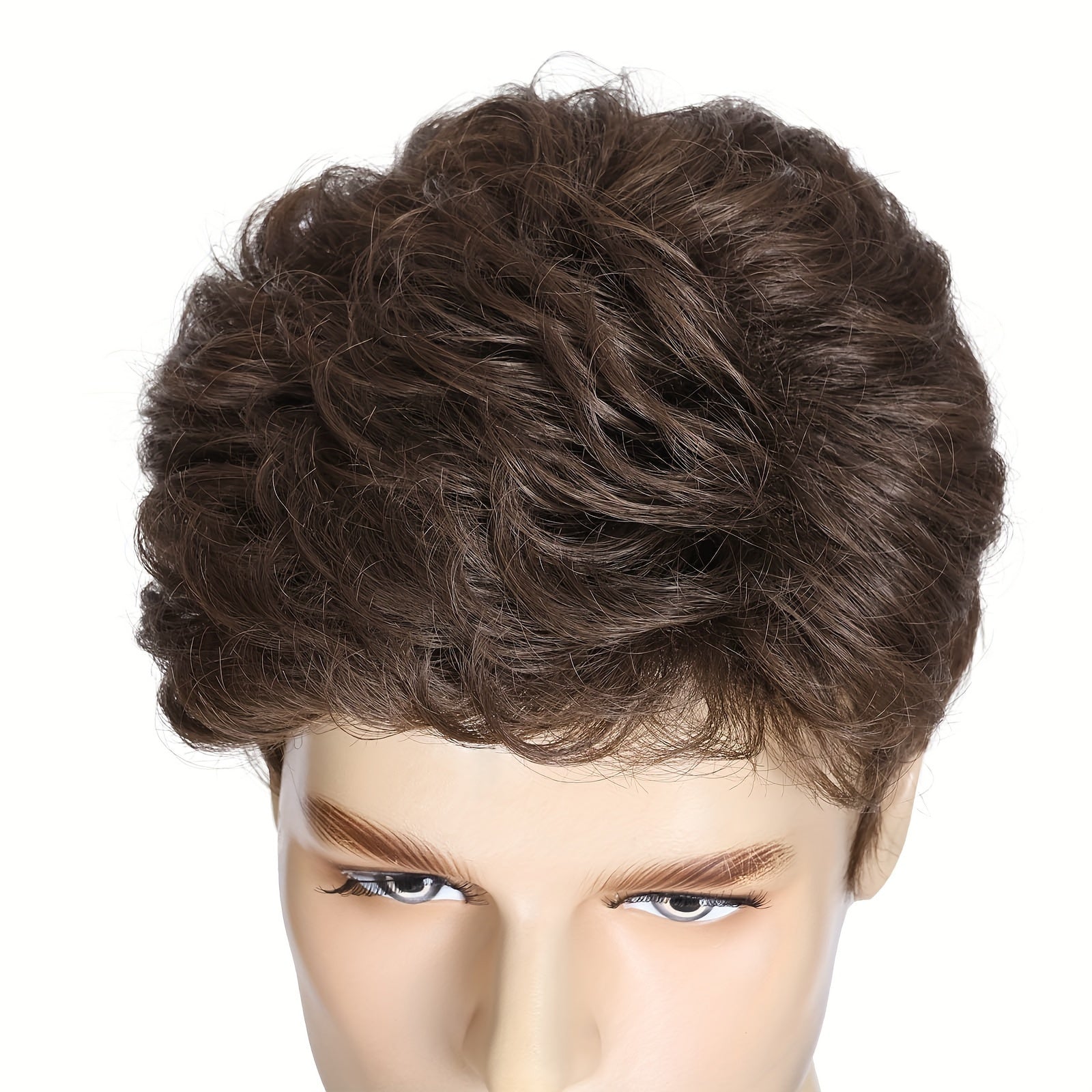 Men's Matte Brown Short Wig Heat-Resistant Polyester Olive Brown